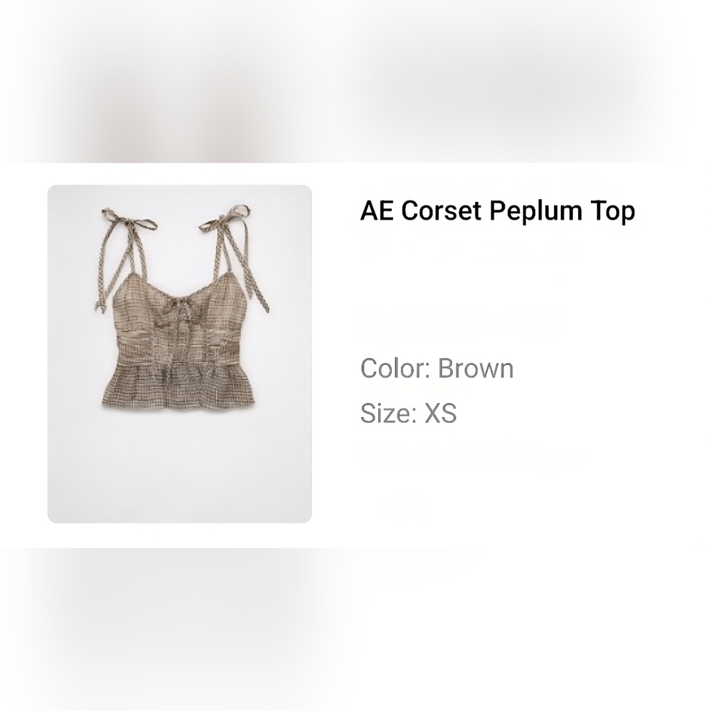 American Eagle Brown Corset Peplum Top